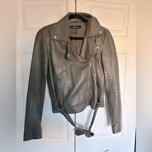 EUC Army Green Moto Jacket Faux Leather